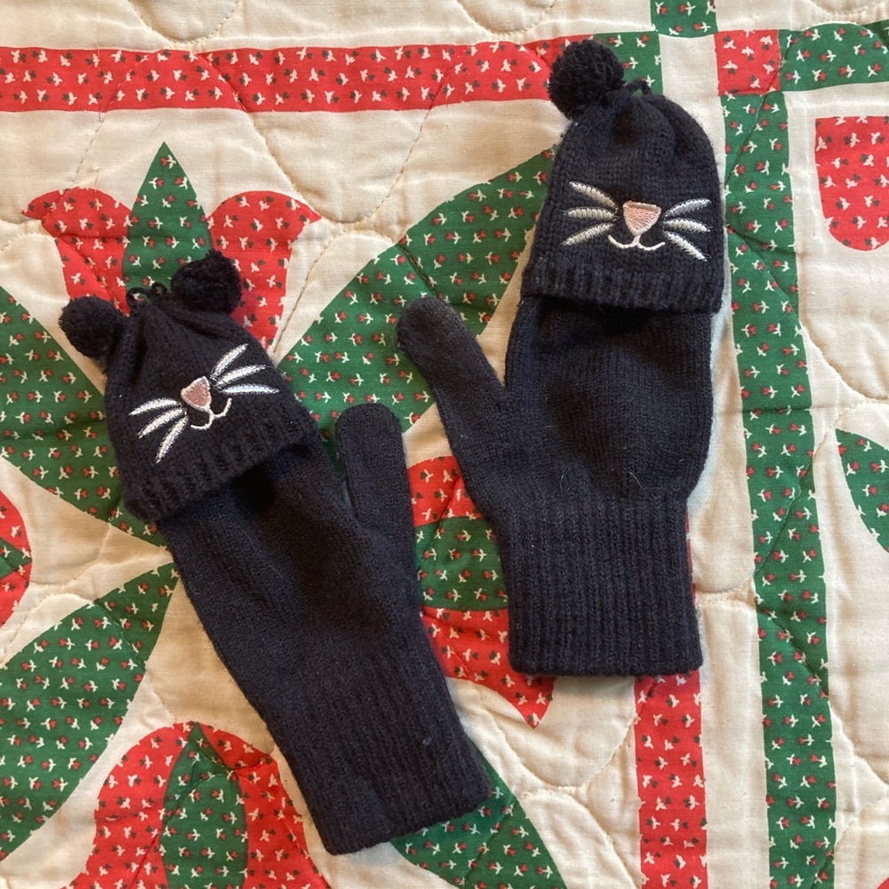 Black cat gloves